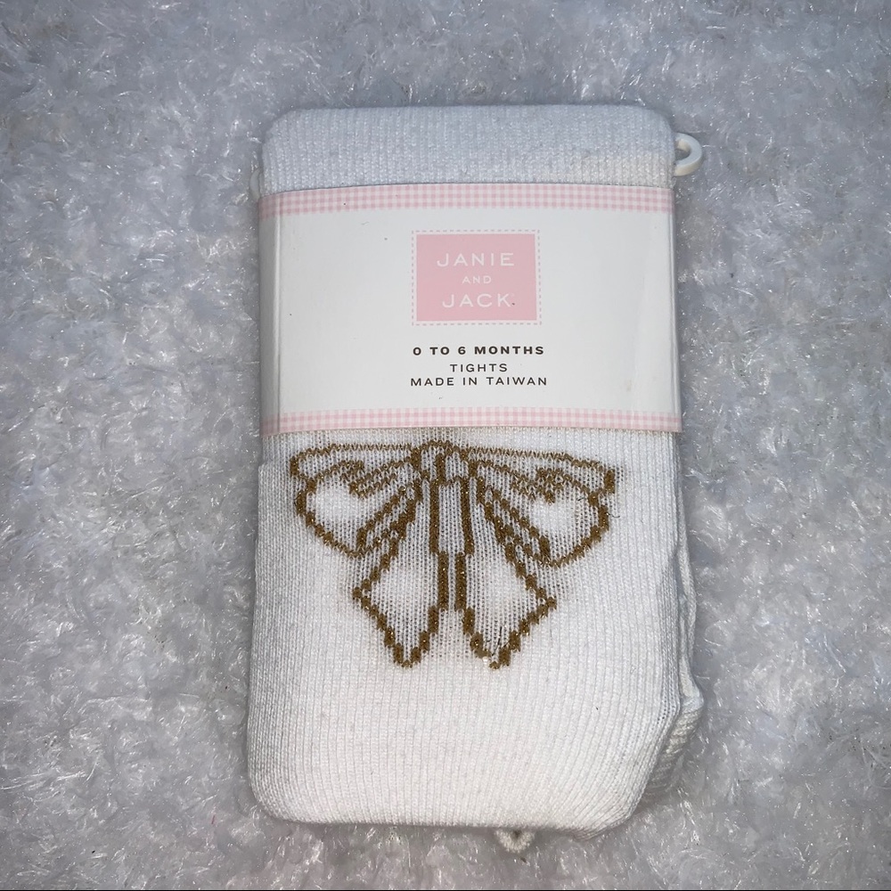 Janie and Jack Gold bow tights NWT 0-6 months